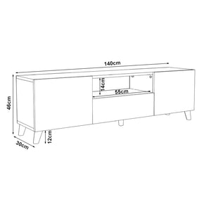 Fernsehtisch Torsby mit 3 Türen [en.casa]
