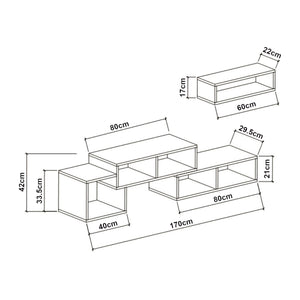 Fernsehtischset Malvik 2-tlg. mit Regal [en.casa]