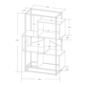 Bücherregal Rennebu Schwarz/Eiche [en.casa]