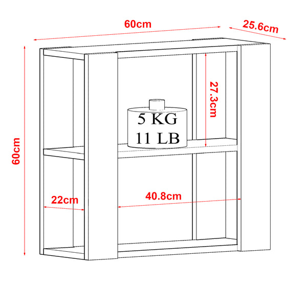 Wandregal Rakkestad 60x60x25.6 cm in versch. Farben [en.casa]