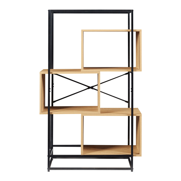 Bücherregal Rennebu Schwarz/Eiche [en.casa]