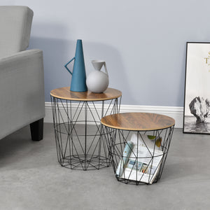 Metallkorb Beistelltisch Codogno 2er-Set in versch. Farben en.casa