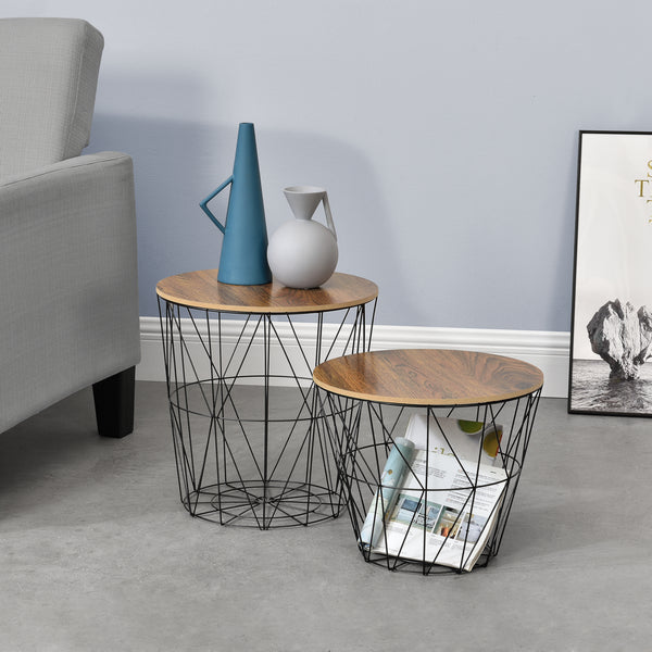 Metallkorb Beistelltisch Codogno 2er-Set in versch. Farben en.casa