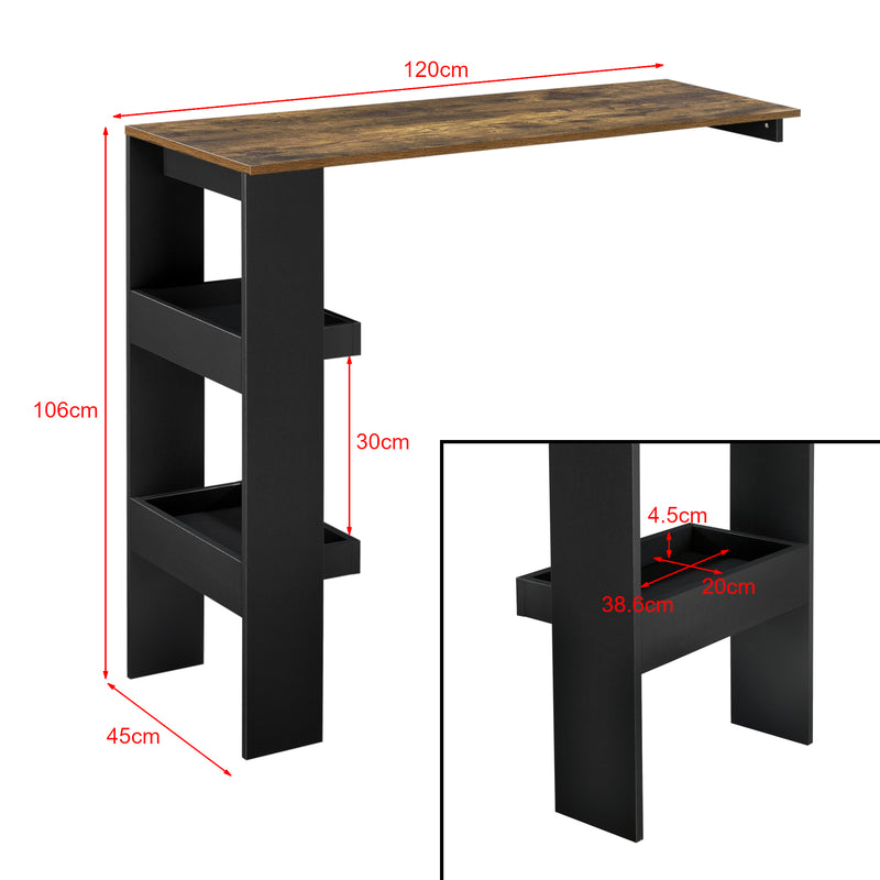 Maßskizze Bartisch Bromölla 120x45x106 cm versch. Farben en.casa