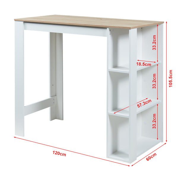 Bartisch Danderyd 120x60x106 cm mit 3 Ablagefächern [en.casa]