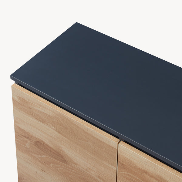 Sideboard Kyr Schwarz/Eicheoptik rustikal [en.casa]