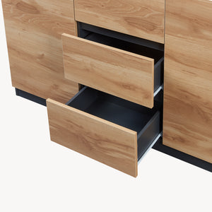 Sideboard Kyr Schwarz/Eicheoptik rustikal [en.casa]