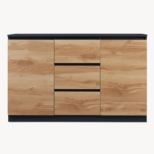 Sideboard Kyr Schwarz/Eicheoptik rustikal [en.casa]