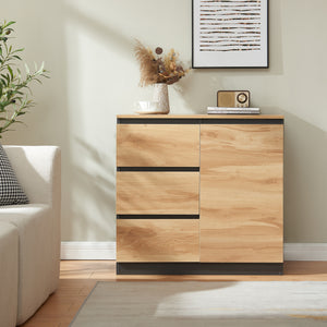Sideboard Kyr Schwarz/Eicheoptik rustikal [en.casa]