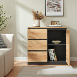 Sideboard Kyr Schwarz/Eicheoptik rustikal [en.casa]