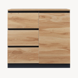 Sideboard Kyr Schwarz/Eicheoptik rustikal [en.casa]
