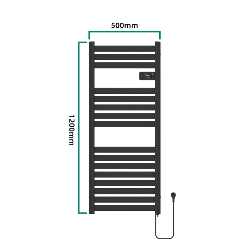 Maßskizze Elektrischer Handtuchheizkörper Ringebu 120x50cm in versch. Farben [pro.tec]