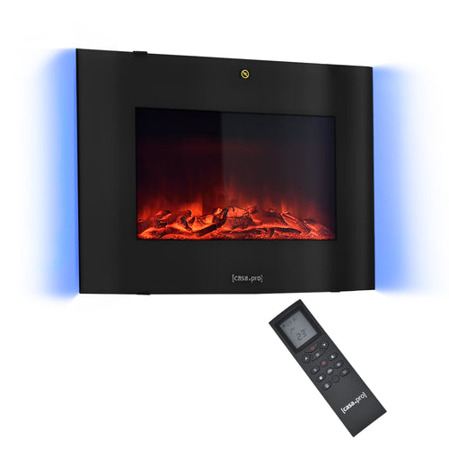Elektrokamin mit Heizlüfter und LED-Feuer Weiß/Schwarz casa.pro