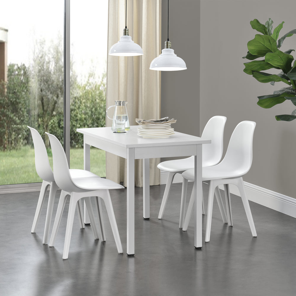 Essgruppe Horten 5 - tlg. Tisch 120x60 cm Weiß [en.casa] - premiumXL