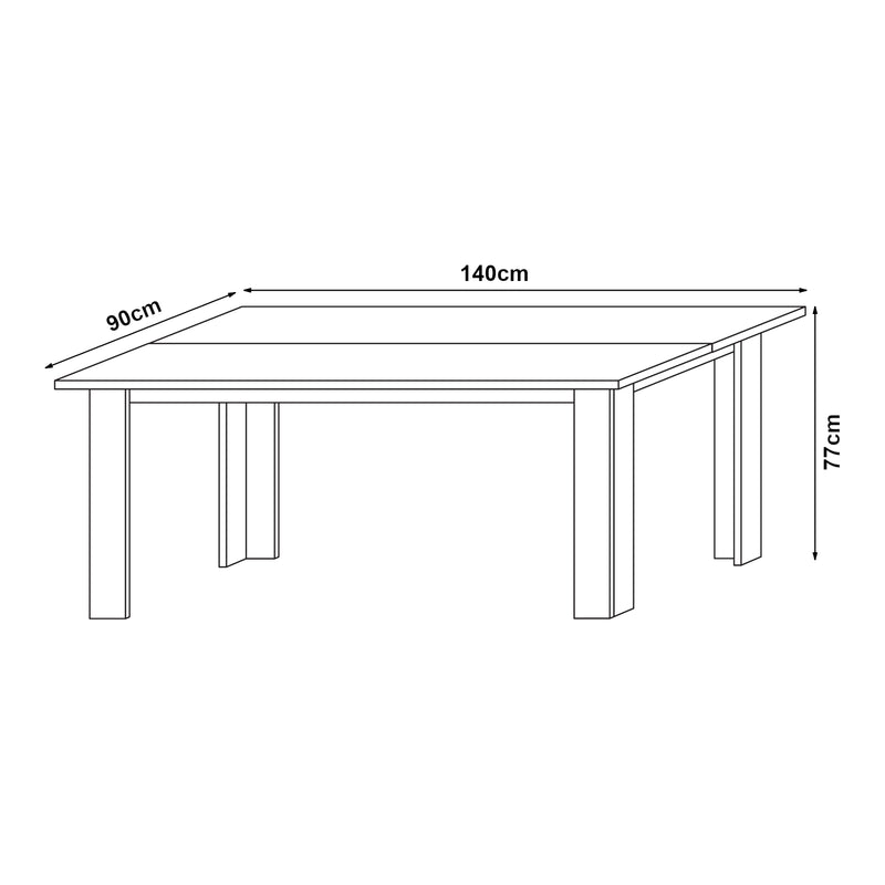Maßskizze Esstisch Nora für 6 Personen 140x90x77 cm [en.casa]