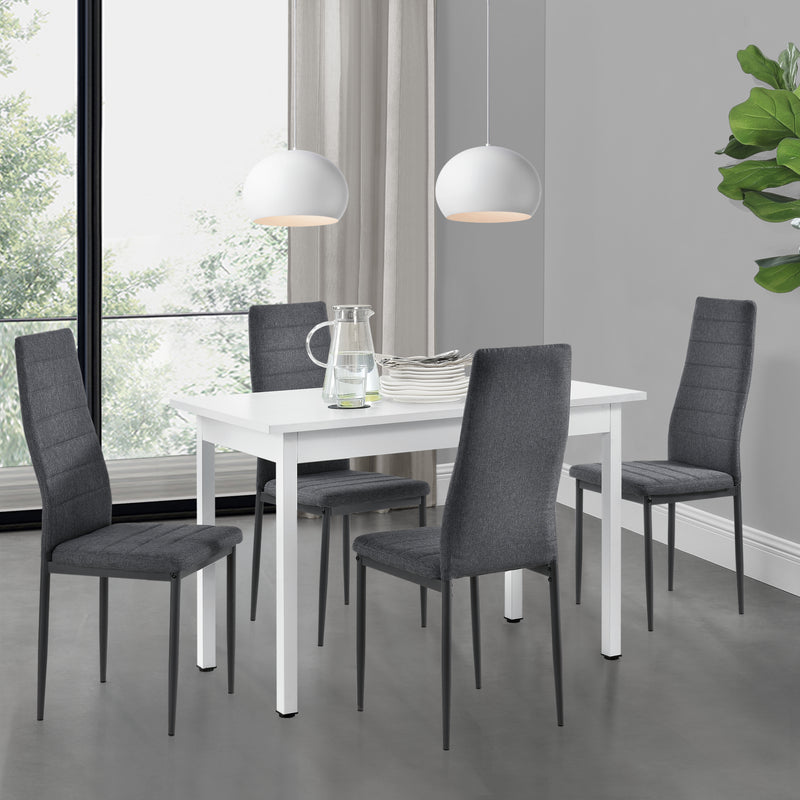 Maßskizze Essgruppe Honningsvåg 5-tlg. mit 120x60 cm Tisch und 4 Polsterstühlen en.casa
