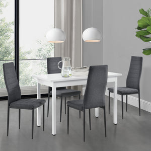 Essgruppe Honningsvåg 5-tlg. mit 120x60 cm Tisch und 4 Polsterstühlen en.casa