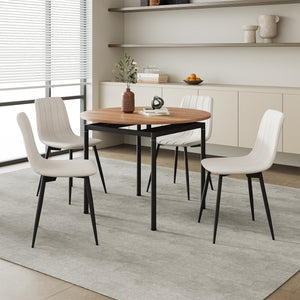 Essgruppe Hemnes 5 - teilig Eicheoptik/Beige [en.casa] - premiumXL