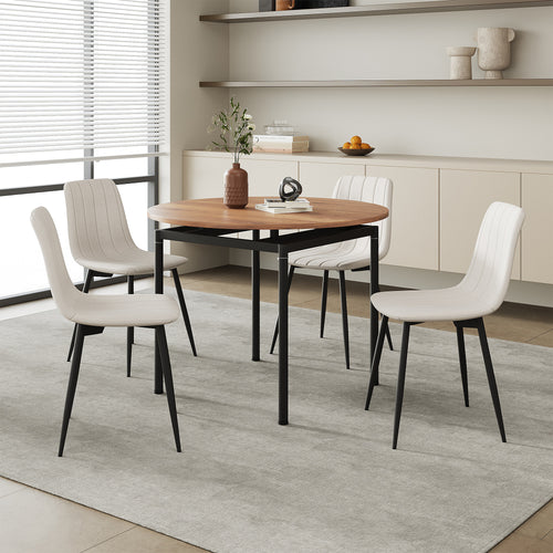 Essgruppe Hemnes 5 - teilig Eicheoptik/Beige [en.casa] - premiumXL