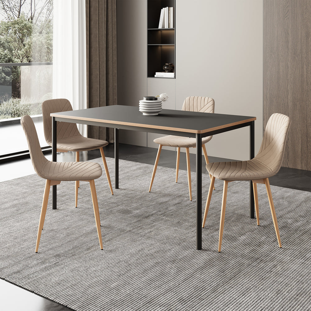 Essgruppe Lindesberg 5-tlg. rechteckige Tischplatte Grau/Hellbraun [en.casa]