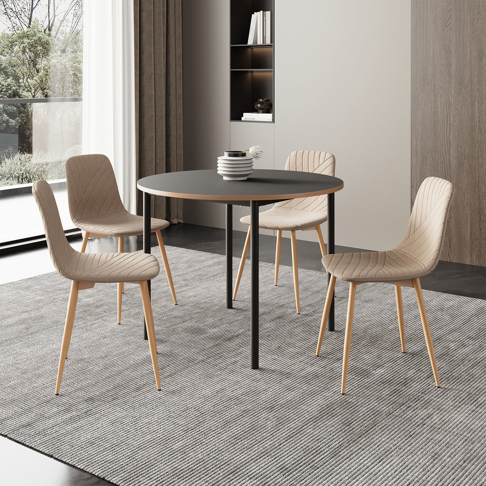 Essgruppe Lindesberg 5-tlg. runde Tischplatte Grau/Hellbraun [en.casa]