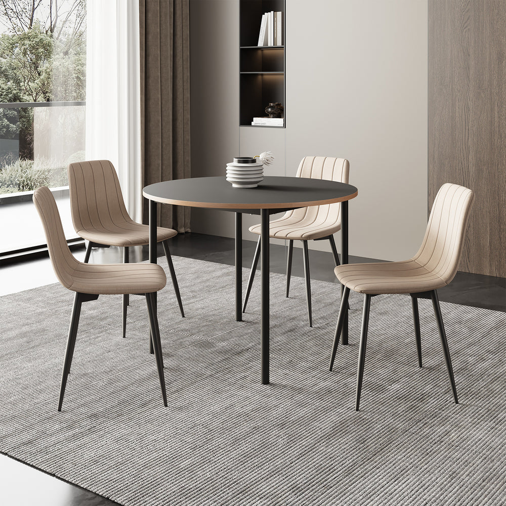 Essgruppe Lindesberg 5-teilig rund Grau/Hellbraun [en.casa]