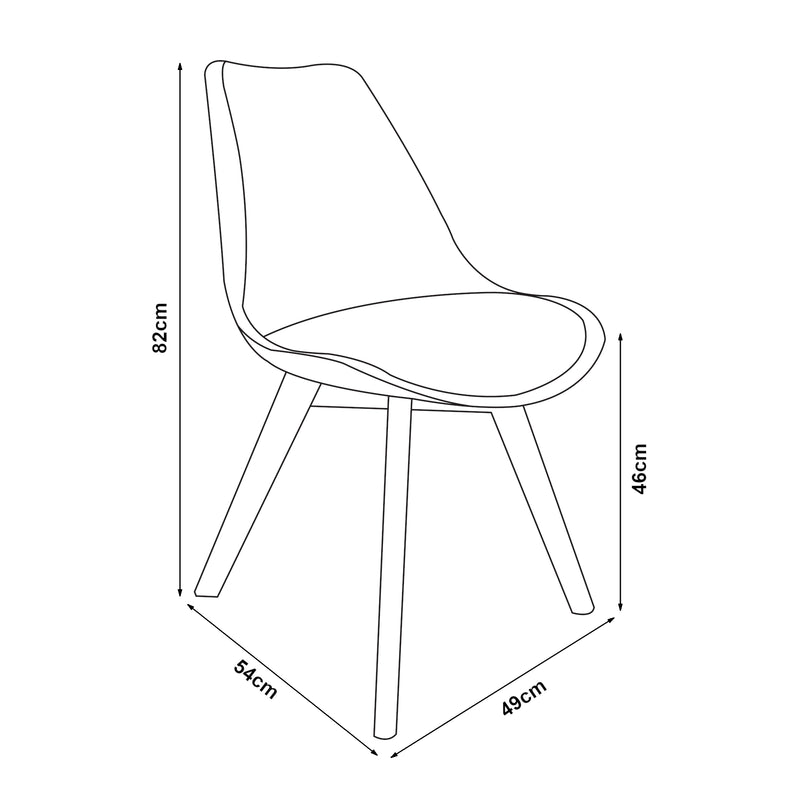 Maßskizze Esszimmerstuhl Fläten 2er Set [en.casa]