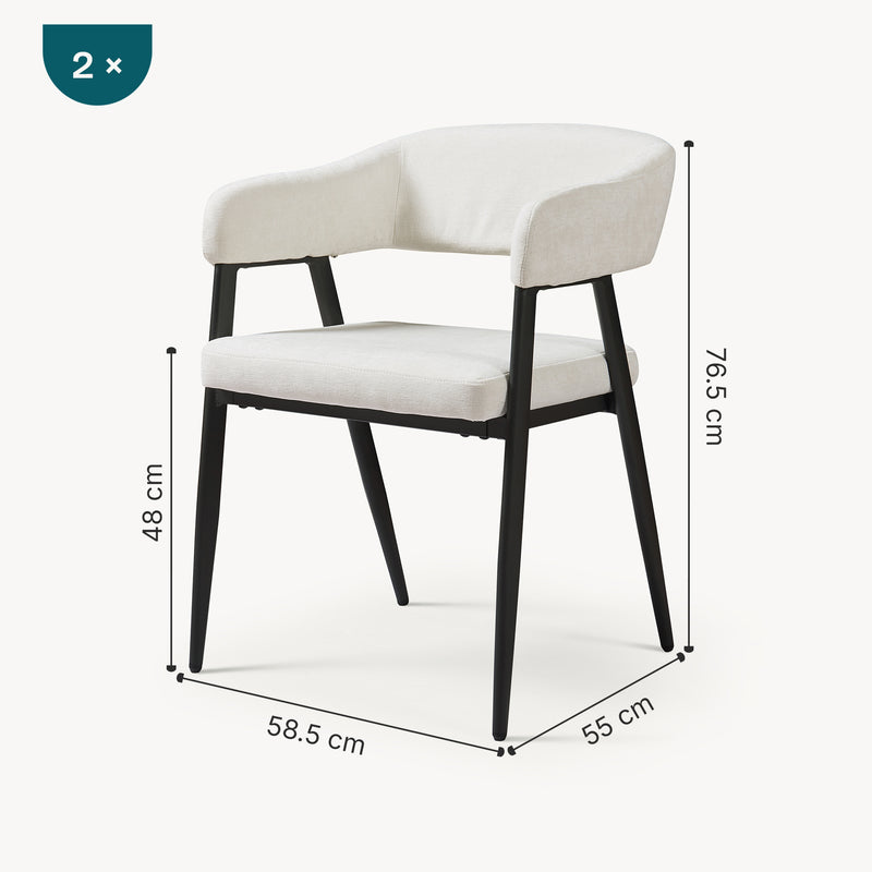 Maßskizze Esszimmerstuhl Kohlmand Set [en.casa]
