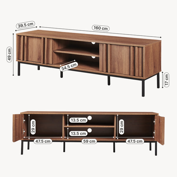 Fernsehschrank Kilmandar 160x40x49 cm Walnussoptik [en.casa]