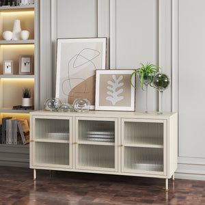 TV - Schrank Lindau Stahl 120x40x59 cm Cremeweiß [en.casa] - premiumXL