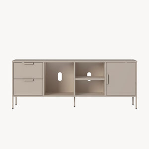 Fernsehschrank Kliri Stahl 150x35x58 cm Warmgrau [en.casa]