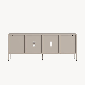 Fernsehschrank Kliri Stahl 150x35x58 cm Warmgrau [en.casa]