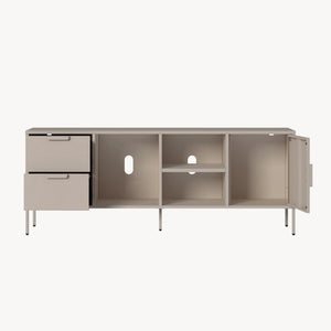 Fernsehschrank Kliri Stahl 150x35x58 cm Warmgrau [en.casa]