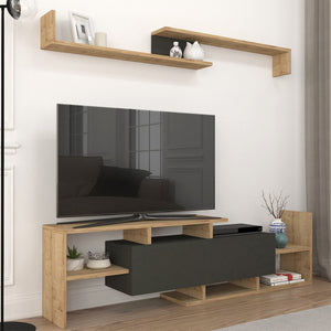 Fernsehschrank Liksefte mit Wandregal 154x28x42 cm [en.casa]