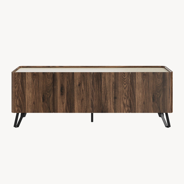 Fernsehschrank Trorlon 160x40x55 cm Walnussoptik/Travertin [en.casa]