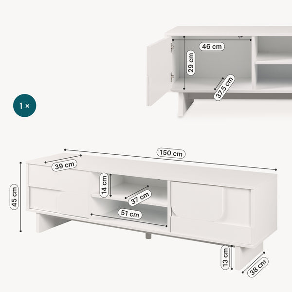 Fernsehschrank Katanshumn mit 2 Türen 150x39x45 cm [en.casa]