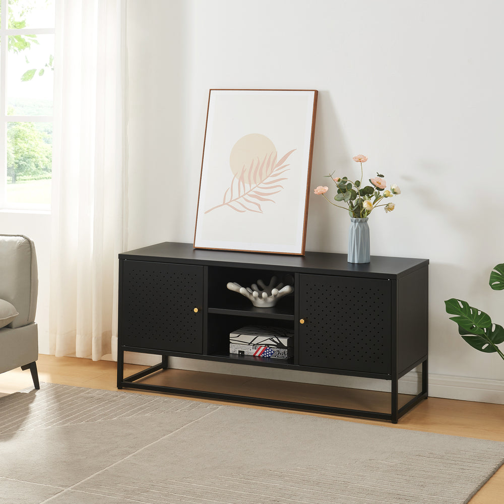 TV Schrank Janakkala Stahl Schwarz [en.casa]