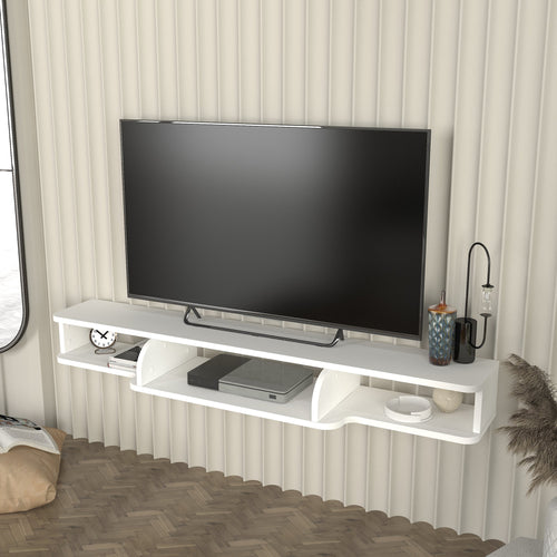 TV - Lowboard hängend Aar 135x30x16 cm Weiß [en.casa] - premiumXL
