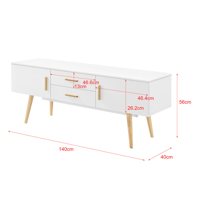 Maßskizze Fernsehtisch Alavus 140x40x56 cm versch. Farben en.casa