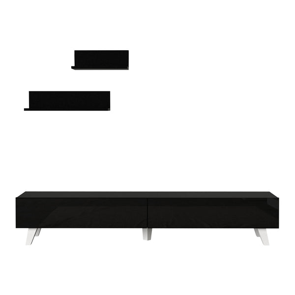 Fernsehtischset Saarijärvi mit 2 Regalen in versch. Farben [en.casa]