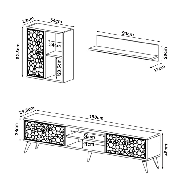 Fernsehtischset Leka 3-tlg. in verschiedenen Farben [en.casa]
