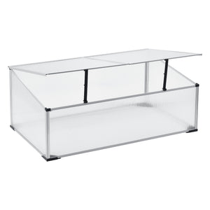 Frühbeet Hoorn mit Zweigeteiltem Dach 100x60x40 cm Aluminium Polycarbonat en.casa