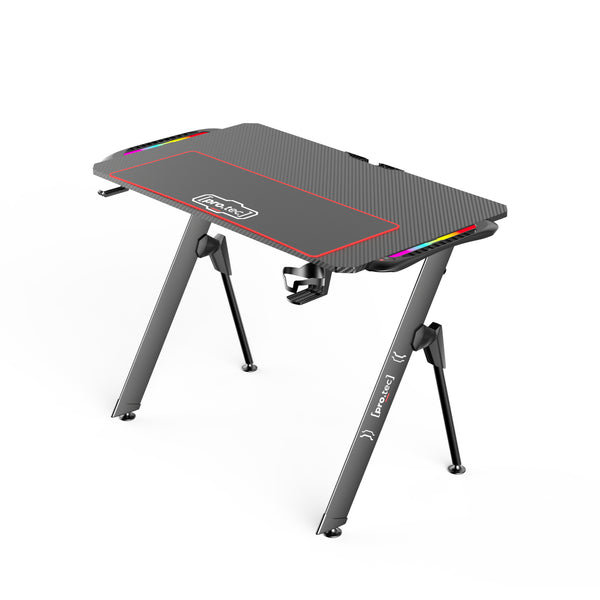 Gaming Tisch Stockton mit RGB LED Beleuchtung Schwarz in versch. Größen [pro.tec]