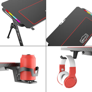 Gaming Tisch Stockton mit RGB LED Beleuchtung Schwarz in versch. Größen [pro.tec]