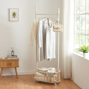 Rollbarer Garderobenständer Risør Stahl Weiß [en.casa]