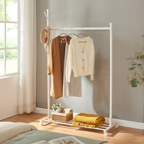 Rollbarer Garderobenständer Snåsa 170x105x43 cm [en.casa]