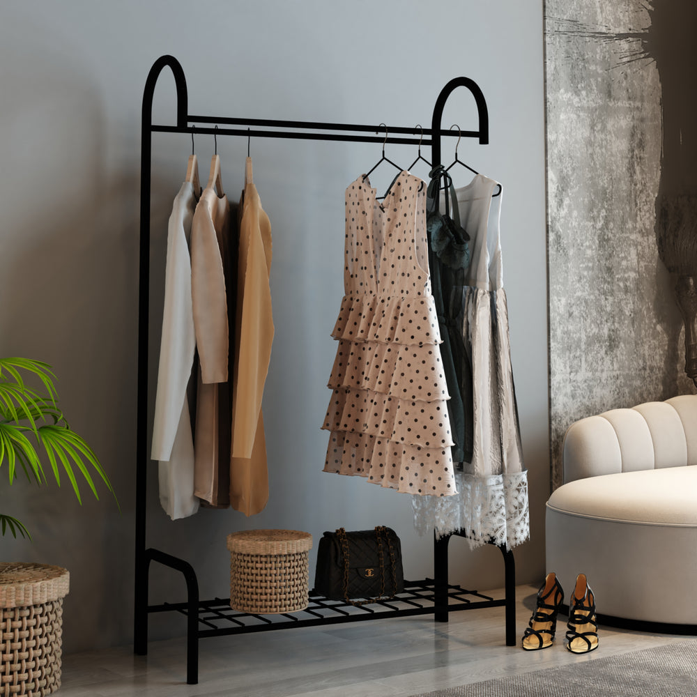 Garderobenständer Vallø aus Metall Schwarz [en.casa]