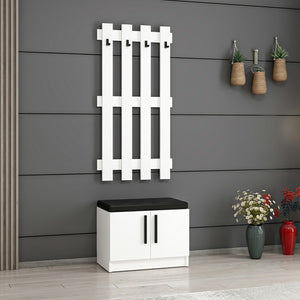 Garderobenpaneel mit Schuhbank Farum Weiß [en.casa]