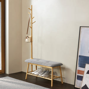 Garderobenbank Bygland aus Bambus 90x34x165cm [en.casa]