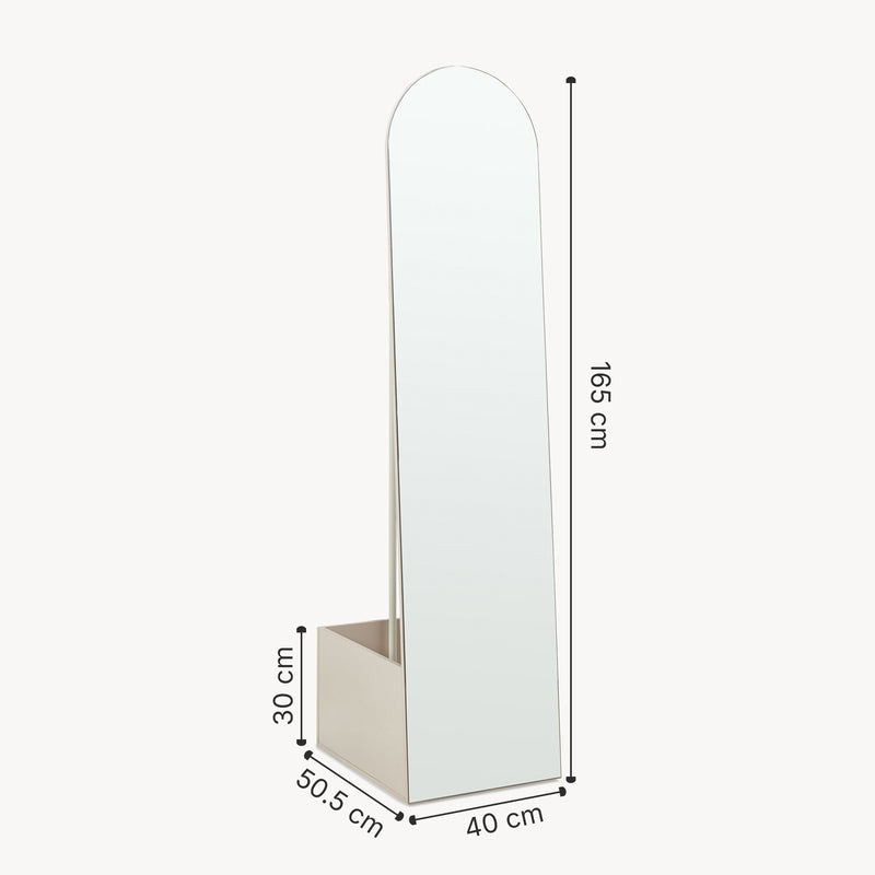 Maßskizze Garderobenspiegel 2-in-1 Kuonta 165x40x51 cm [en.casa]